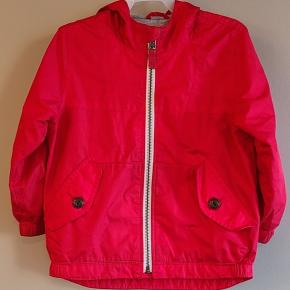 Red hooded lined zip up windbreaker jacket - Picture 1 of 5